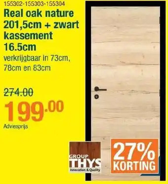 Cevo Real oak nature 201,5cm + zwart kassement 16.5cm aanbieding