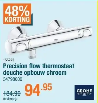 Cevo Grohe Precision flow thermostaat douche opbouw chroom aanbieding