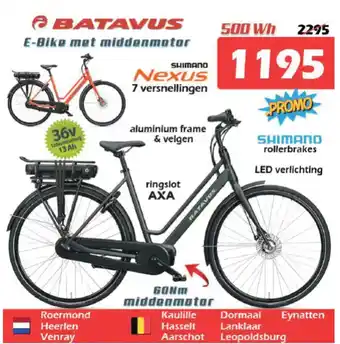 iTEK Batavus E-Bike met Middenmotor 500 Wh aanbieding