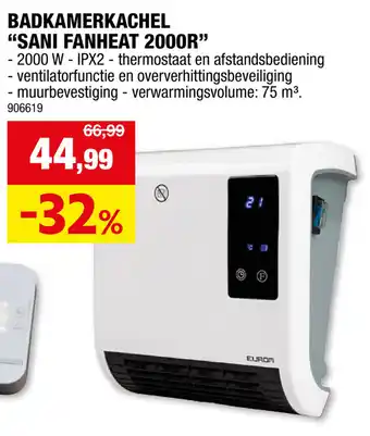 Hubo Eurom Badkamerkachel Sani Fanheat 2000R aanbieding