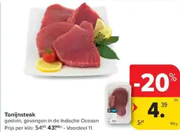 Carrefour Tonijnsteak aanbieding
