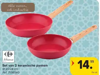 Carrefour Set van 2 keramische pannen aanbieding