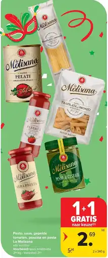 Carrefour Pesto, saus, gepelde tomaten, passata en pasta La Molisana aanbieding