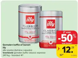 Carrefour Gemalen koffie of bonen illy aanbieding