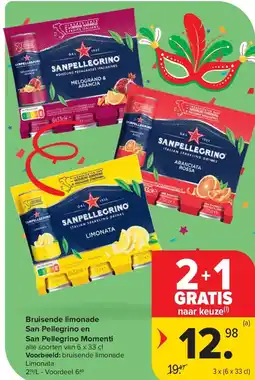 Carrefour Bruisende limonade San Pellegrino en San Pellegrino Momenti aanbieding