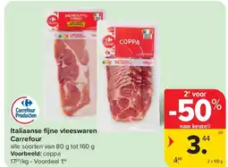 Carrefour Italiaanse fi jne vleeswaren Carrefour aanbieding