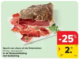 Carrefour Speck van vlees uit de Dolomieten aanbieding