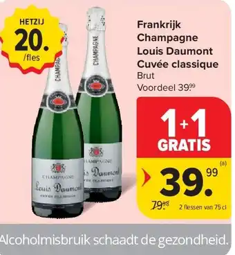 Carrefour Frankrijk Champagne Louis Daumont Cuvée classique aanbieding