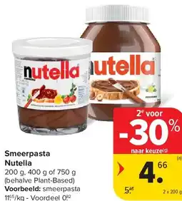 Carrefour Smeerpasta Nutella aanbieding