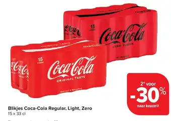 Carrefour Blikjes Coca-Cola Regular, Light, Zero aanbieding