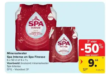 Carrefour Mineraalwater Spa Intense en Spa Finesse aanbieding