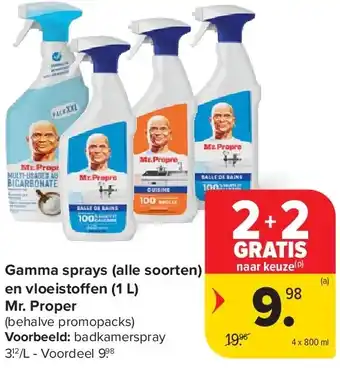 Carrefour Gamma sprays (alle soorten) en vloeistoffen (1 L) Mr. Proper aanbieding