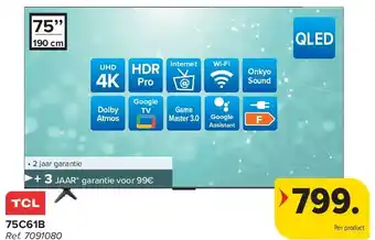 Carrefour TCL 75C61B 4K TV aanbieding