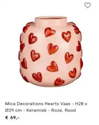 fonQ Mica Decorations Hearts Vaas aanbieding