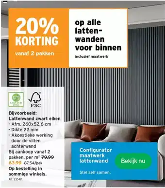 GAMMA Lattenwand zwart eiken aanbieding