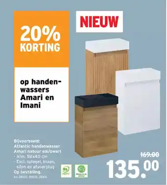 GAMMA Atlantic handenwasser Amari natuur eik / zwart aanbieding