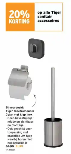 GAMMA Tiger toiletrolhouder Colar met klep inox aanbieding