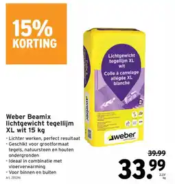 GAMMA Weber Beamix lichtgewicht tegellijm XL wit aanbieding