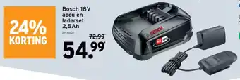 GAMMA Bosch 18V accu en laderset 2,5Ah aanbieding