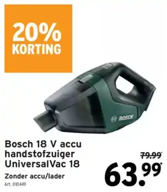 GAMMA Bosch 18 V accu handstofzuiger UniversalVac 18 aanbieding