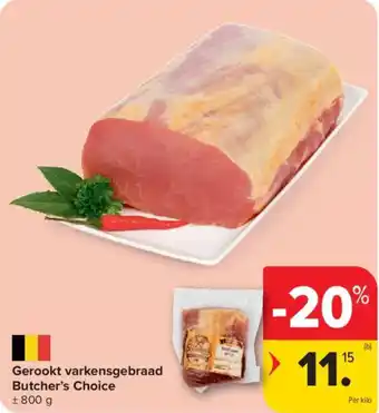 Carrefour Market Gerookt varkensgebraad Butcher's Choice aanbieding