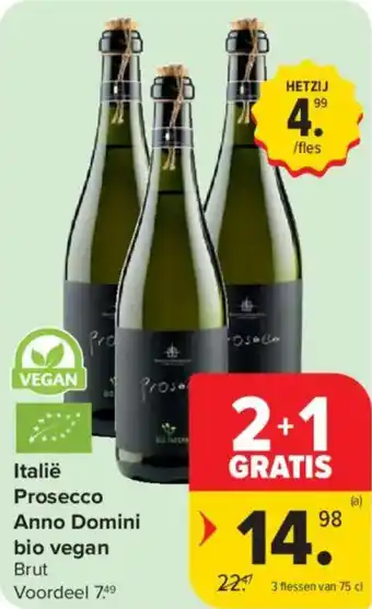 Carrefour Market Italië Prosecco Anno Domini bio vegan aanbieding