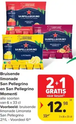 Carrefour Market Bruisende limonade San Pellegrino en San Pellegrino Momenti aanbieding