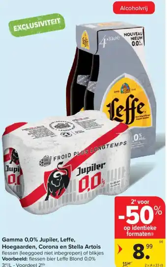 Carrefour Market Gamma 0,0% Jupiler, Leffe, Hoegaarden, Corona en Stella Artois aanbieding