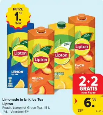 Carrefour Market Lipton limonade in brik ice tea aanbieding