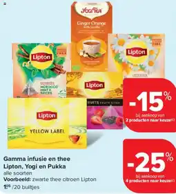 Carrefour Market Gamma infusie en thee Lipton, Yogi en Pukka aanbieding