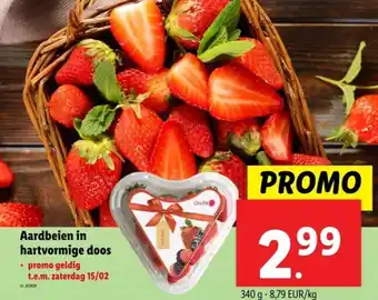 Lidl Aardbeien in hartvormige doos aanbieding