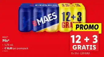 Lidl Maes pils 5.2% vol aanbieding