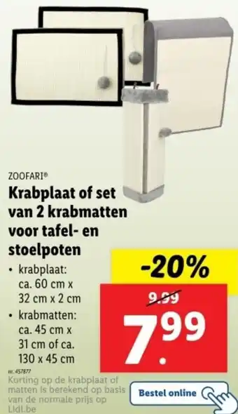 Lidl Zoofari krabplaat of set van 2 krabmatten voor tafel- en stoelpoten aanbieding