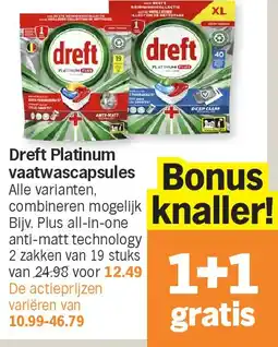 Albert Heijn Dreft Platinum vaatwascapsules aanbieding