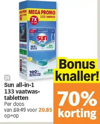 Albert Heijn Sun all-in-1 133 vaatwastabletten aanbieding