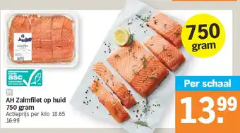 Albert Heijn AH Zalmfilet op huid 750 gram aanbieding