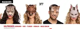 Euroshop HALFMASKER luipaard - vos - tijger - konijn - wild zwijn aanbieding