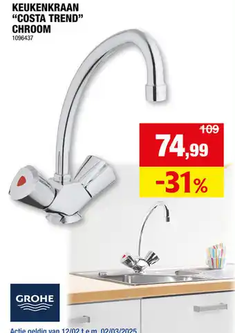 Hubo Grohe keukenkraan "costa trend" chroom aanbieding