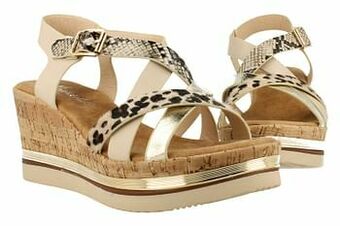 Florence Design Sandaal Op Sleehak Dames Trend Dierenprint - Beige