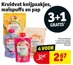 Kruidvat Kruidvat knijpzakjes, maïspuffs en pap aanbieding