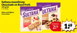 Kruidvat Sultana mueslireep Chocolade en Rood Fruit aanbieding