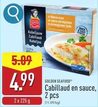 ALDI Golden seafood Cabillaud en sauce aanbieding