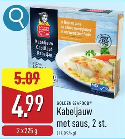 ALDI Golden seafood kabeljauw met saus aanbieding