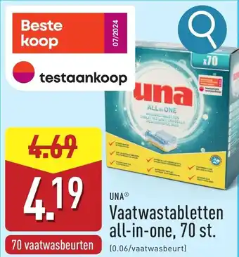 ALDI Una vaatwastabletten all-in-one, aanbieding