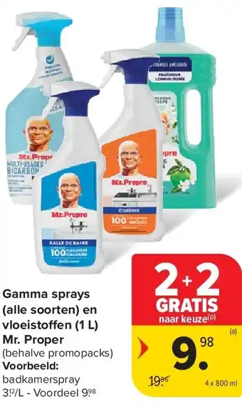 Carrefour Gamma sprays (alle soorten) en vloeisto en (1 L) Mr. Proper aanbieding