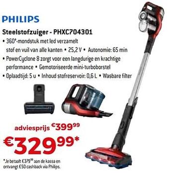 Exellent Philips steelstofzuiger - phxc704301 aanbieding