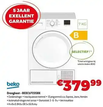 Exellent Beko droogkast - bedcu7235bx aanbieding