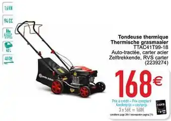 Cora Elem tondeuse thermique thermische grasmaaier ttac41t99-18 aanbieding