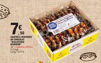 E.Leclerc Biscuiterie bourdon gaufres liegeoises au chocolat aanbieding