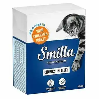 6x380g Zalm Hapjes in Gelei Smilla Kattenvoer nat